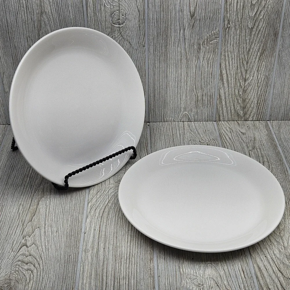 Syracuse China Syralite White Dinner Plates Set of 2 Round USA Restaurant Ware
